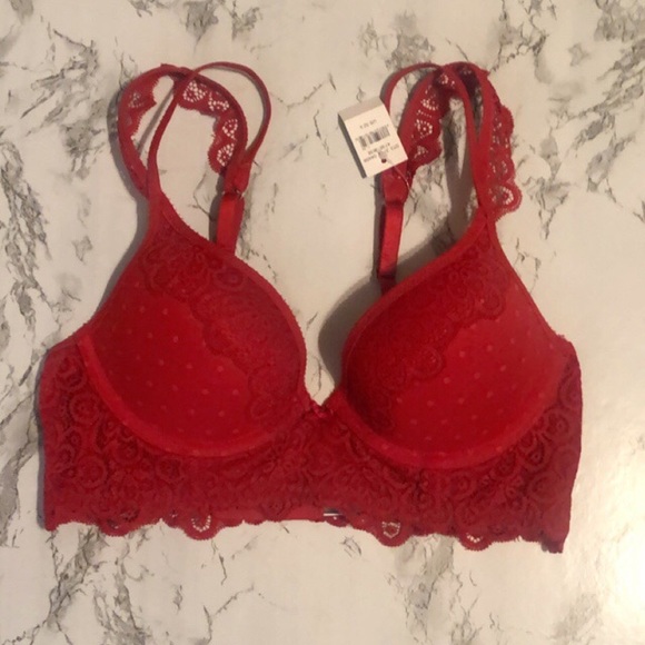 aerie Other - Aerie Red Lace Longline Push Up Bra
